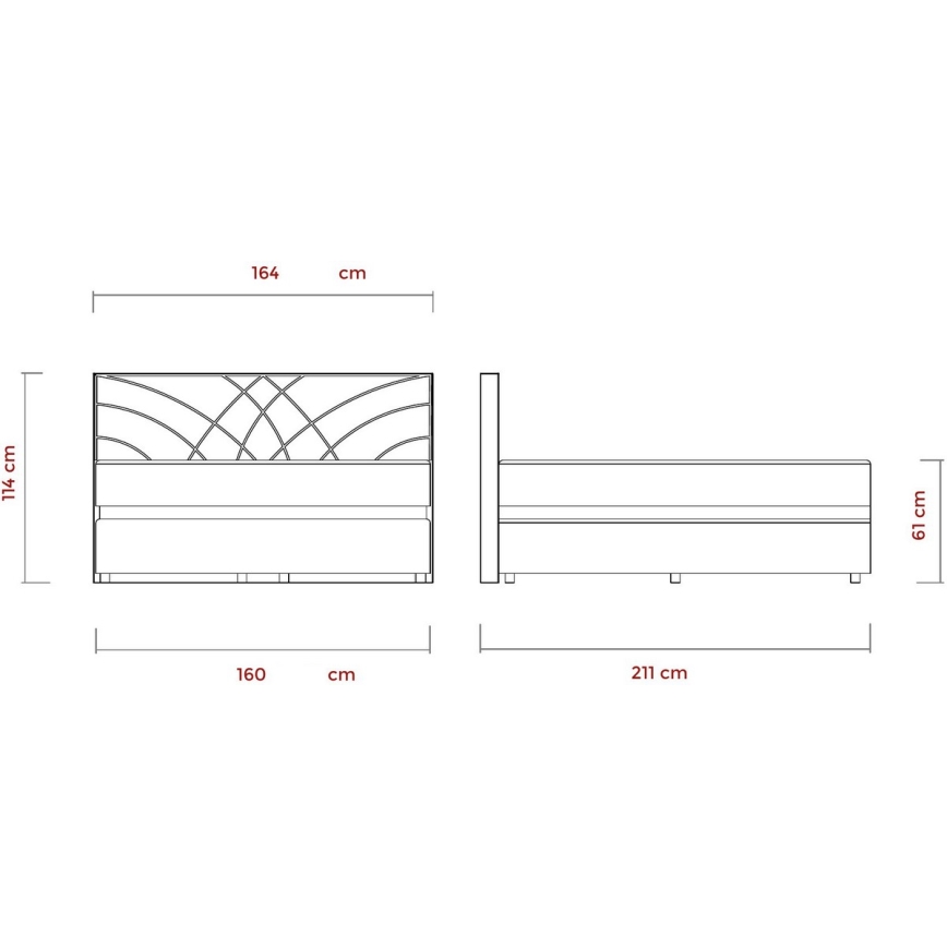 Polsterdatud voodi koos madratsite ja panipaigaga GINA 160x200 cm beež
