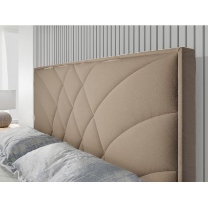 Polsterdatud voodi GINA 180x200 cm, beež, madratsitega ja panipaigaga