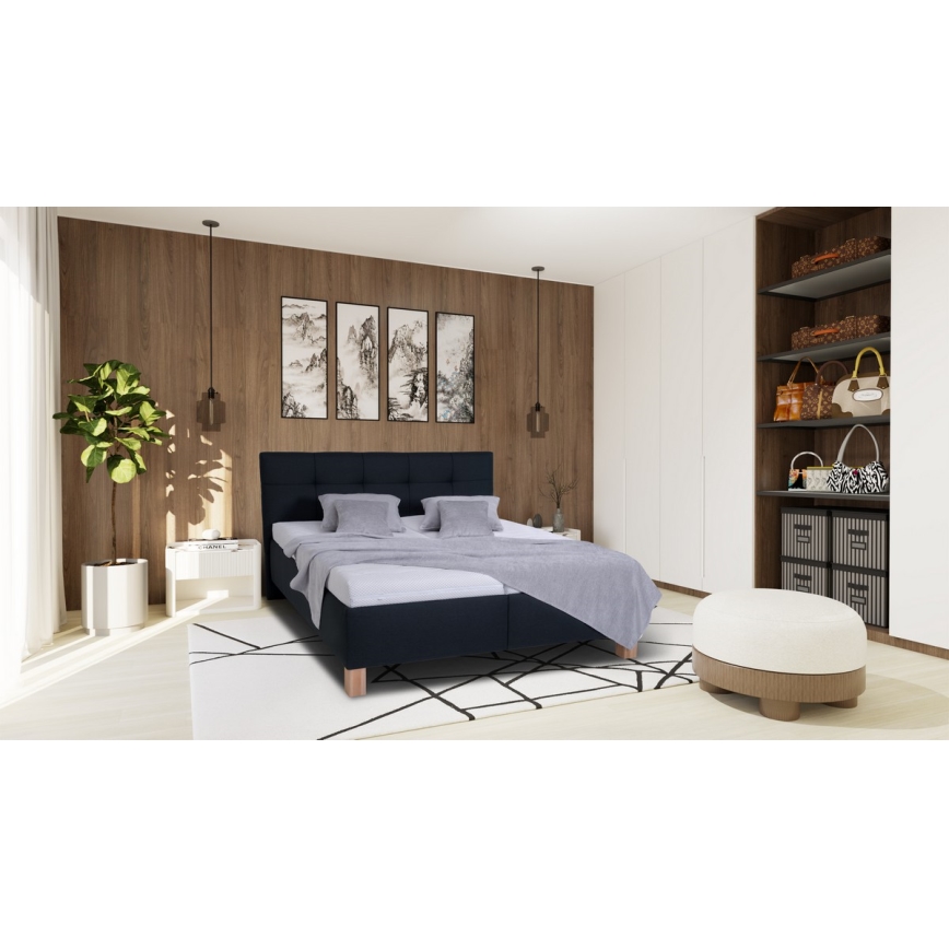 Polsterdatud voodi hoiukastiga ilma madratsita MARIA 180x200 cm antratsiit