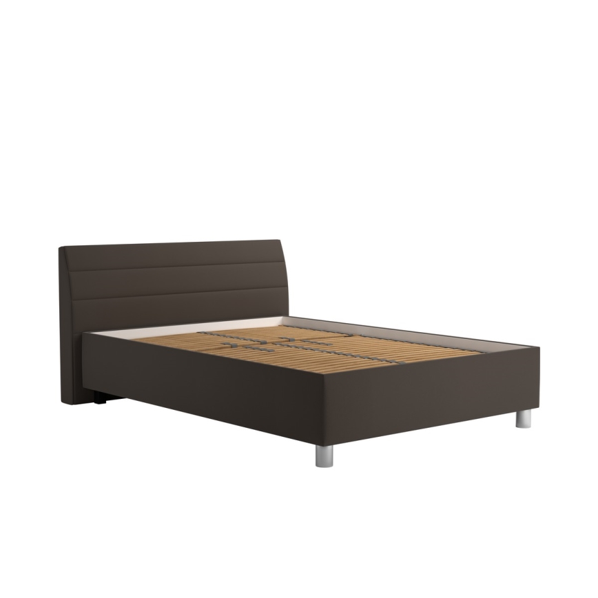 Polsterdatud voodi hoiuruumi ja madratsiga DALMA 140x200 cm hall/pruun