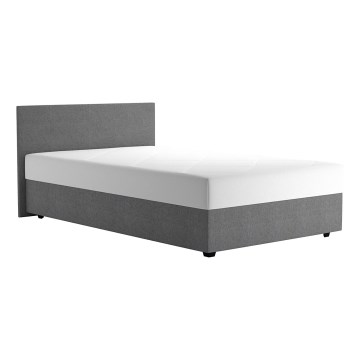 Polsterdatud voodi hoiuruumi ja madratsiga DARIA 120x200 cm hall