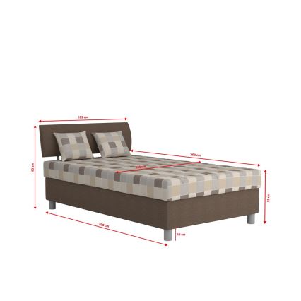 Polsterdatud voodi hoiuruumi ja madratsiga GEORGE 120x200 cm pruun