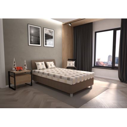 Polsterdatud voodi hoiuruumi ja madratsiga GEORGE 140x200 cm pruun