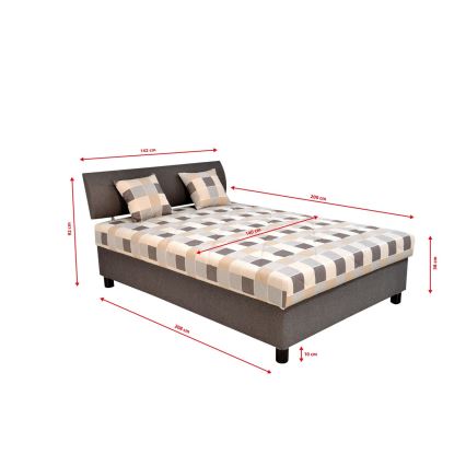 Polsterdatud voodi hoiuruumi ja madratsiga GEORGE 140x200 cm pruun