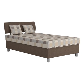 Polsterdatud voodi hoiuruumi ja madratsiga GEORGE 90x200 cm pruun