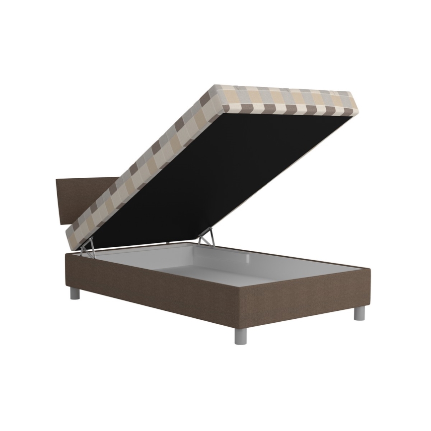 Polsterdatud voodi hoiuruumi ja madratsiga GEORGE 90x200 cm pruun
