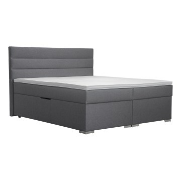 Polsterdatud voodi hoiuruumi, madratsi ja kattemadratsiga NEW BOLERO 160x200 cm hall