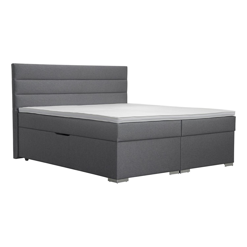Polsterdatud voodi hoiuruumi, madratsi ja kattemadratsiga NEW BOLERO 160x200 cm hall