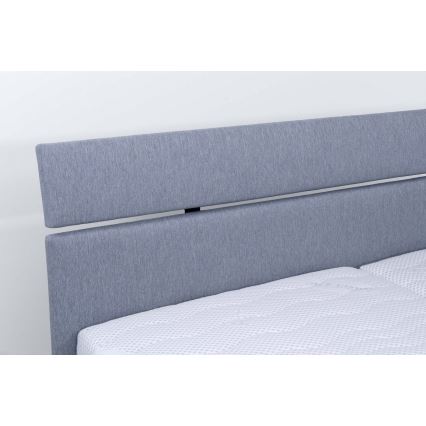 Polsterdatud voodi hoiuruumiga ilma madratsita ALIS 160x200 cm helehall