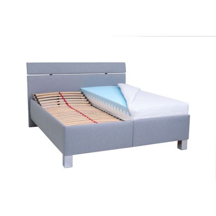 Polsterdatud voodi hoiuruumiga ilma madratsita ALIS 160x200 cm helehall