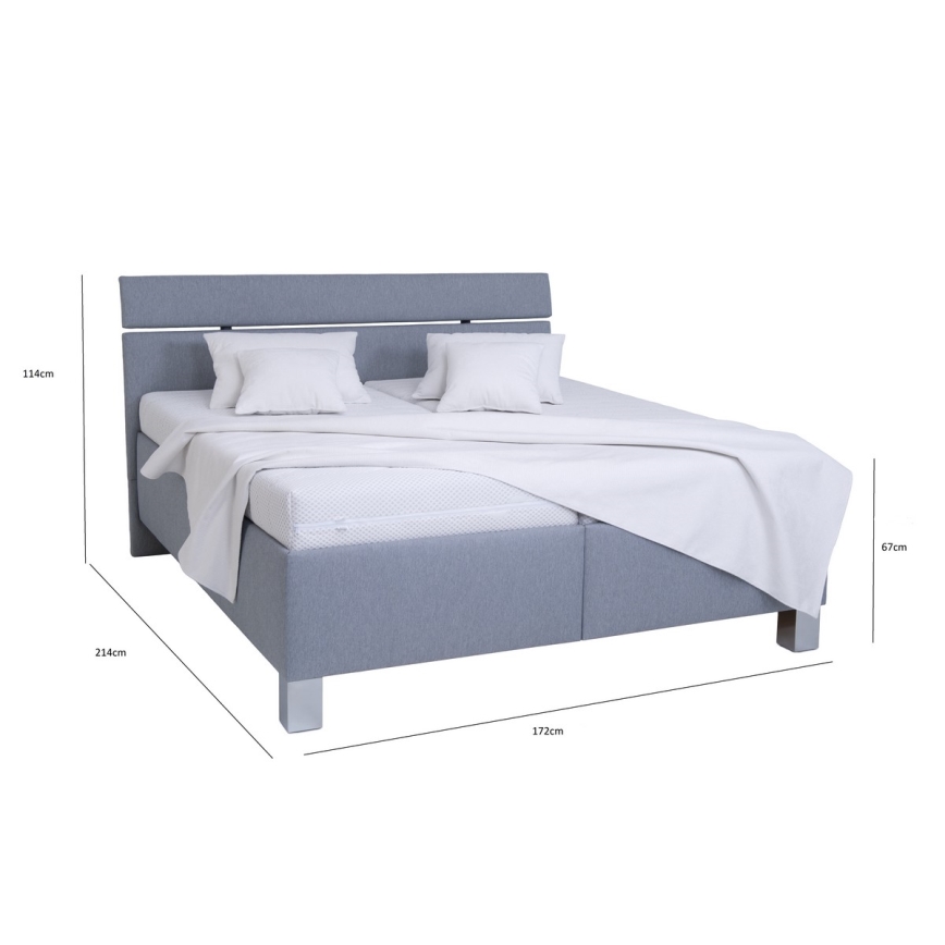 Polsterdatud voodi hoiuruumiga ilma madratsita ALIS 160x200 cm helehall