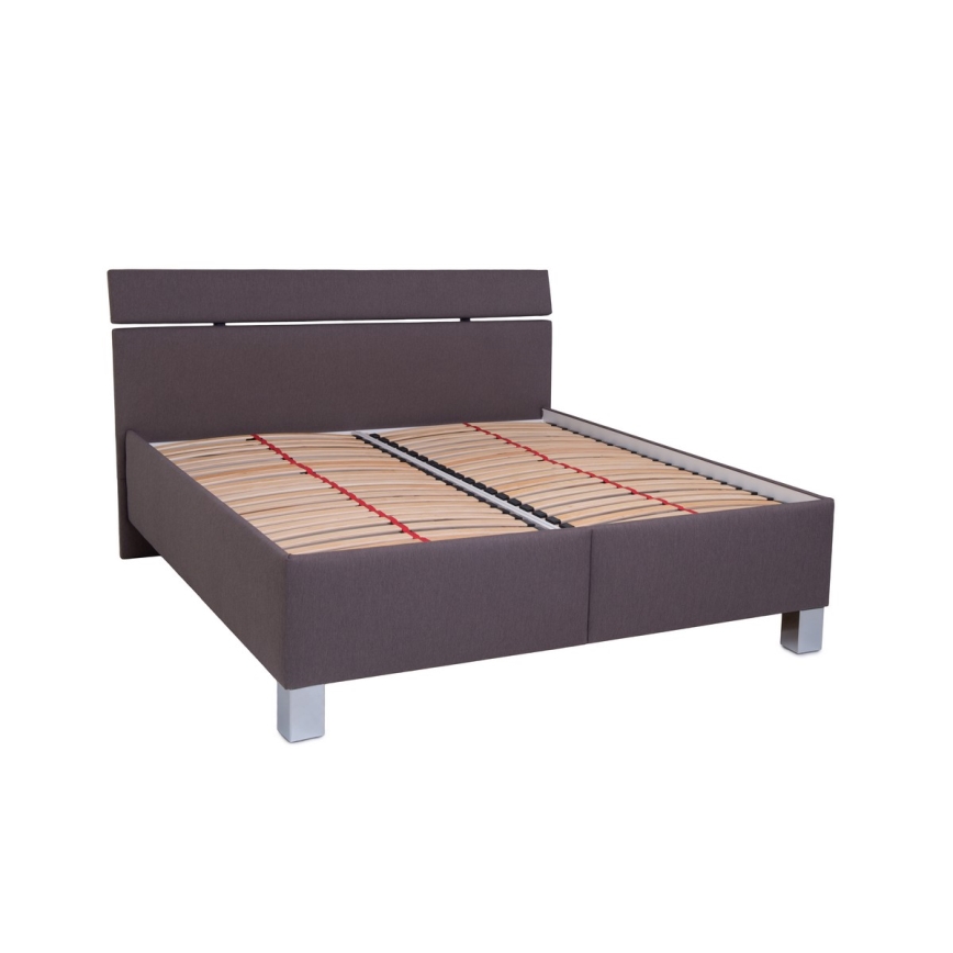 Polsterdatud voodi hoiuruumiga ilma madratsita ALIS 160x200 cm pruun