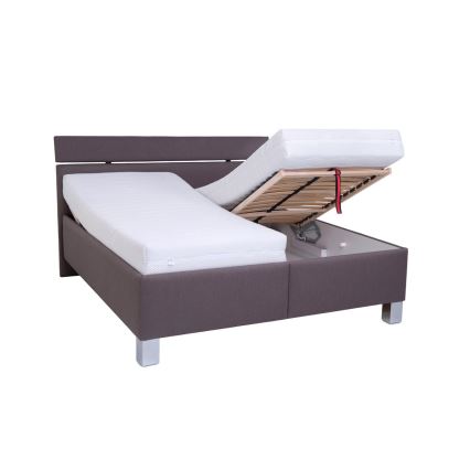 Polsterdatud voodi hoiuruumiga ilma madratsita ALIS 180x200 cm pruun