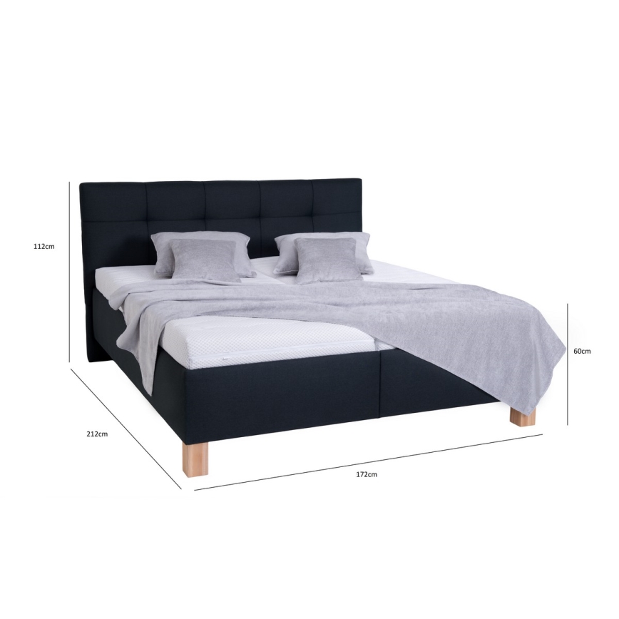 Polsterdatud voodi hoiuruumiga ilma madratsita MARIA 160x200 cm antratsiit