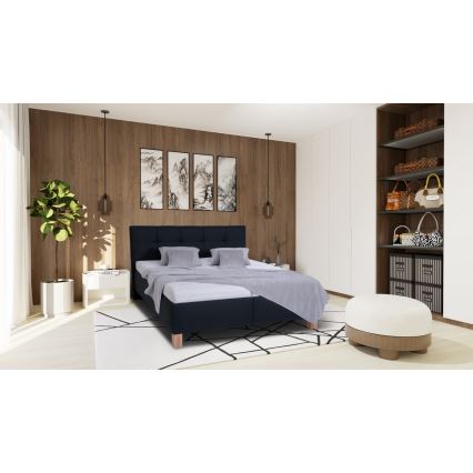 Polsterdatud voodi hoiuruumiga ilma madratsita MARIA 180x200 cm antratsiit