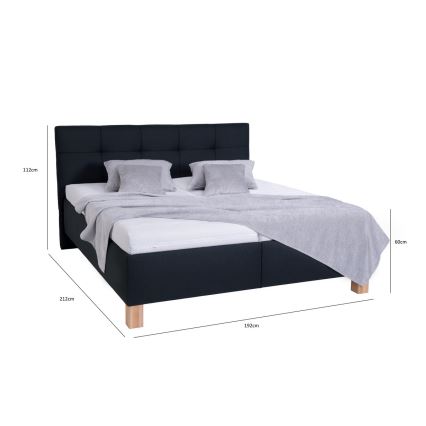 Polsterdatud voodi hoiuruumiga ilma madratsita MARIA 180x200 cm antratsiit