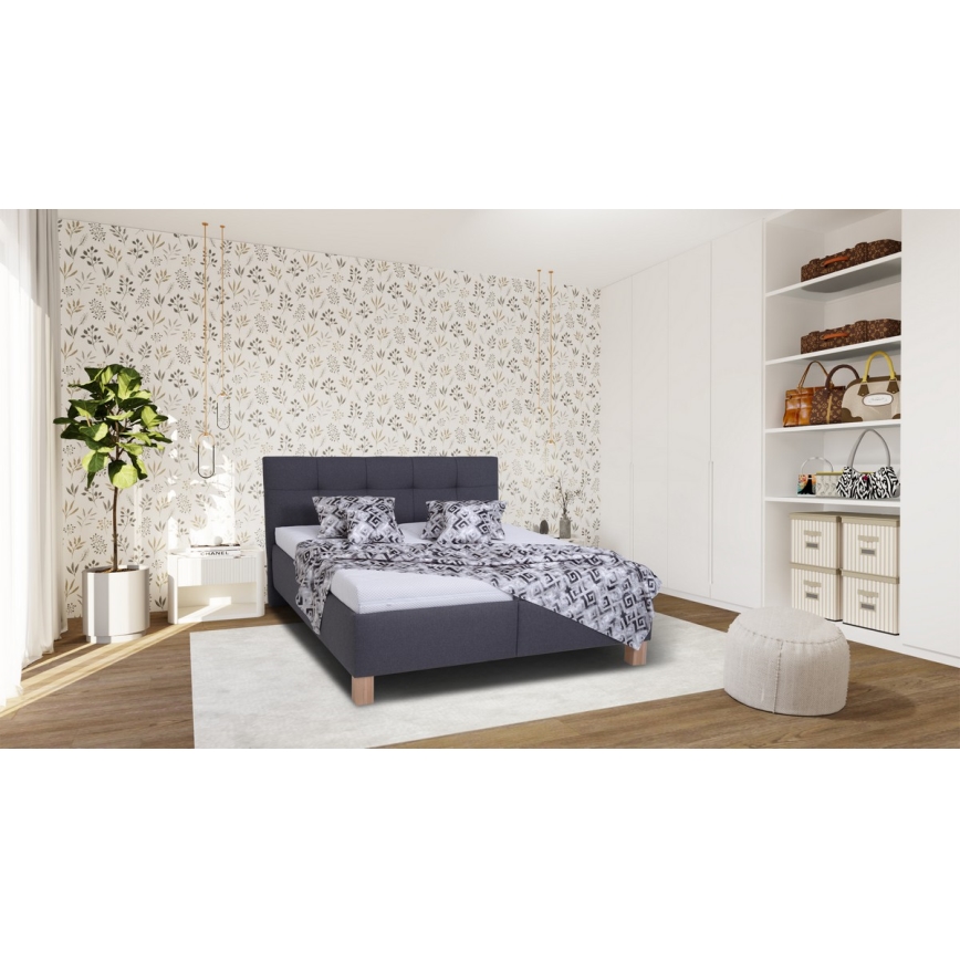 Polsterdatud voodi hoiuruumiga ilma madratsita MARIA 180x200 cm hall