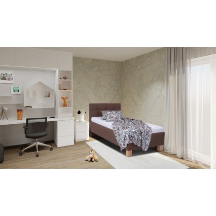 Polsterdatud voodi hoiuruumiga ilma madratsita MARIA ONE 90x200 cm pruun