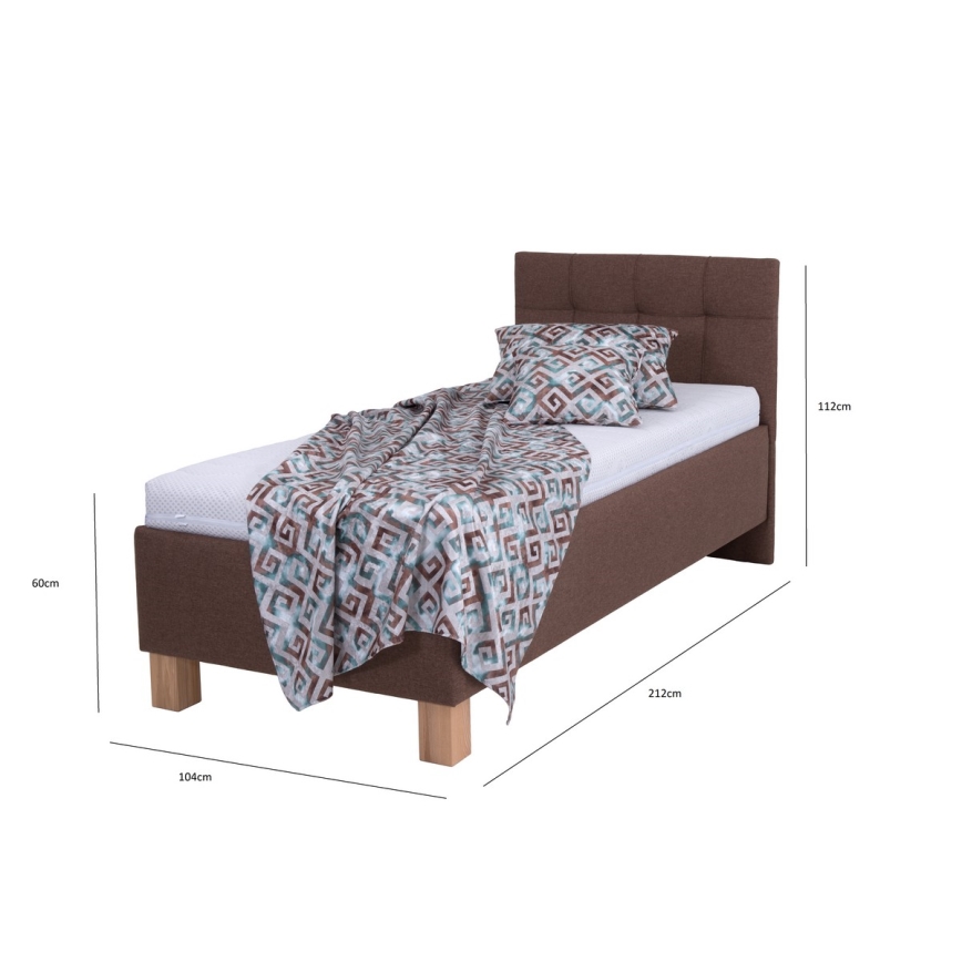 Polsterdatud voodi hoiuruumiga ilma madratsita MARIA ONE 90x200 cm pruun