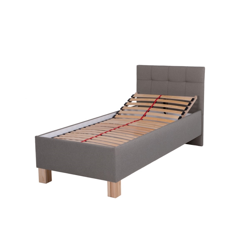 Polsterdatud voodi hoiuruumiga ilma madratsita MARIA ONE 90x200 cm taupe