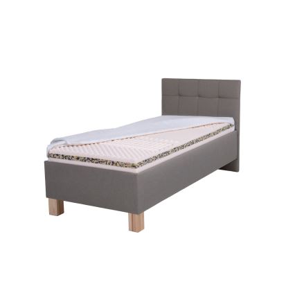Polsterdatud voodi hoiuruumiga ilma madratsita MARIA ONE 90x200 cm taupe