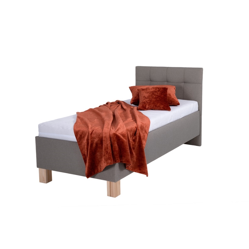 Polsterdatud voodi hoiuruumiga ilma madratsita MARIA ONE 90x200 cm taupe