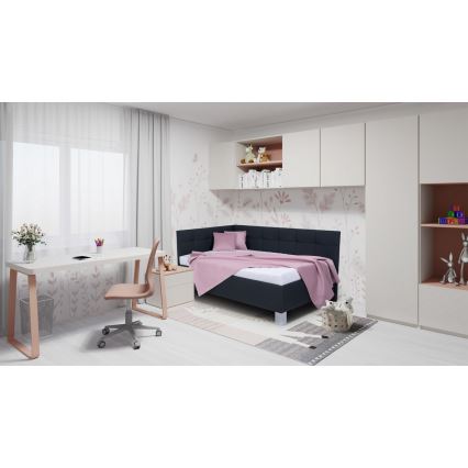 Polsterdatud voodi hoiuruumiga ilma madratsita MARIA PETITE 120x200 cm antratsiit