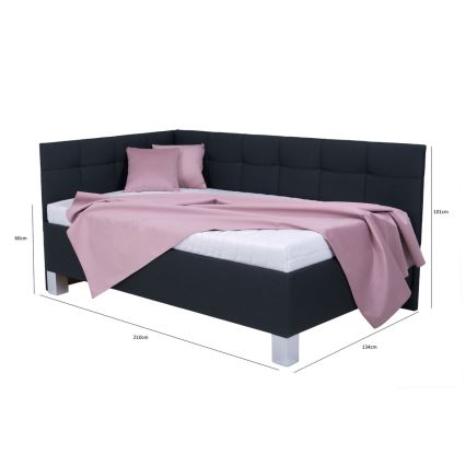Polsterdatud voodi hoiuruumiga ilma madratsita MARIA PETITE 120x200 cm antratsiit