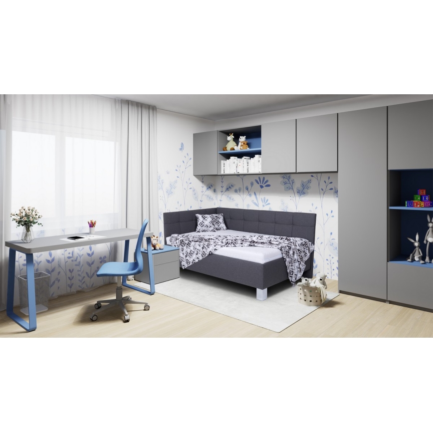 Polsterdatud voodi hoiuruumiga ilma madratsita MARIA PETITE 120x200 cm hall