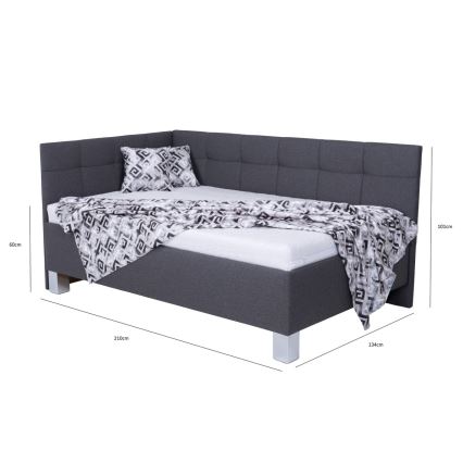 Polsterdatud voodi hoiuruumiga ilma madratsita MARIA PETITE 120x200 cm hall
