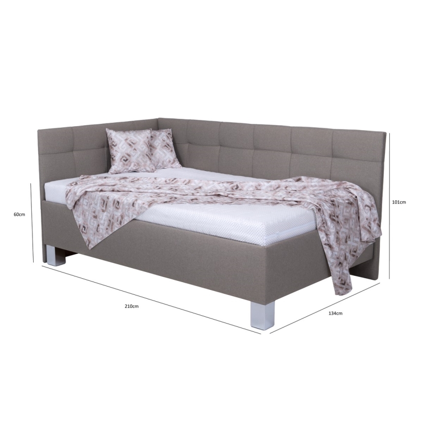 Polsterdatud voodi hoiuruumiga ilma madratsita MARIA PETITE 120x200 cm taupe