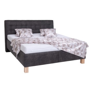 Polsterdatud voodi hoiuruumiga ilma madratsita VIOLET 160x200 cm tumehall
