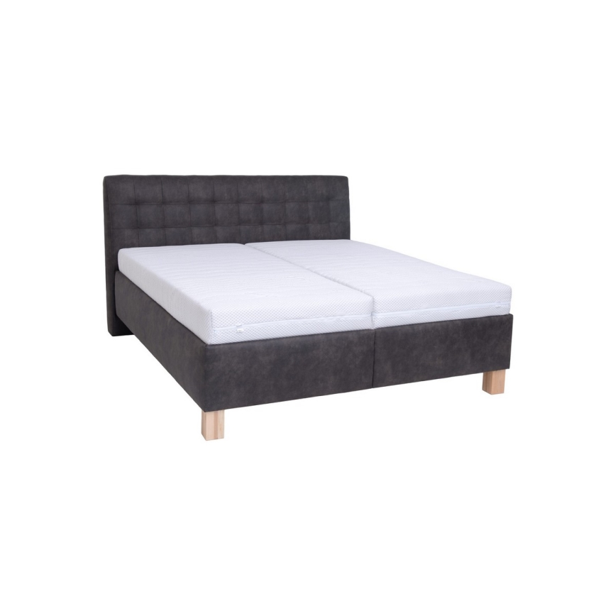 Polsterdatud voodi hoiuruumiga ilma madratsita VIOLET 160x200 cm tumehall