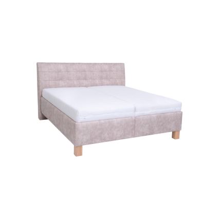 Polsterdatud voodi hoiuruumiga ilma madratsita VIOLET 180x200 cm beež