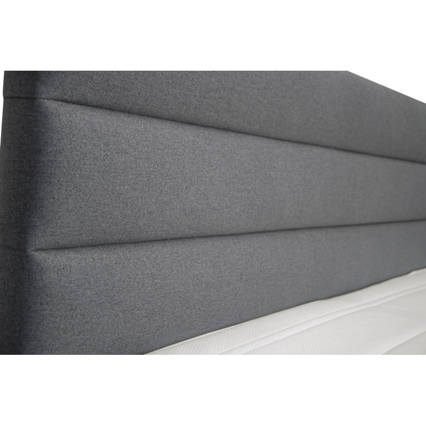 Polsterdatud voodi hoiukastiga ja madratsidega koos topperiga NEW BOLERO 160x200 cm hall