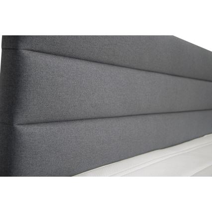 Polsterdatud voodi NEW BOLERO 180x200 cm, hall, hoiuruumiga ja pealismadratsidega