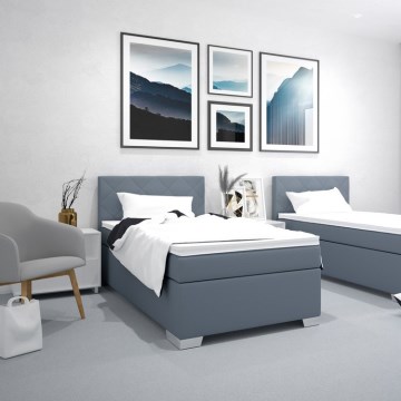 Polsterdatud voodi IDA 90x200 cm koos madratsiga, sinine