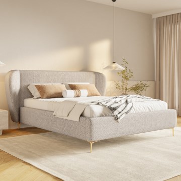 Polsterdatud voodi ilma madratsita DALIA 160x200 cm beež