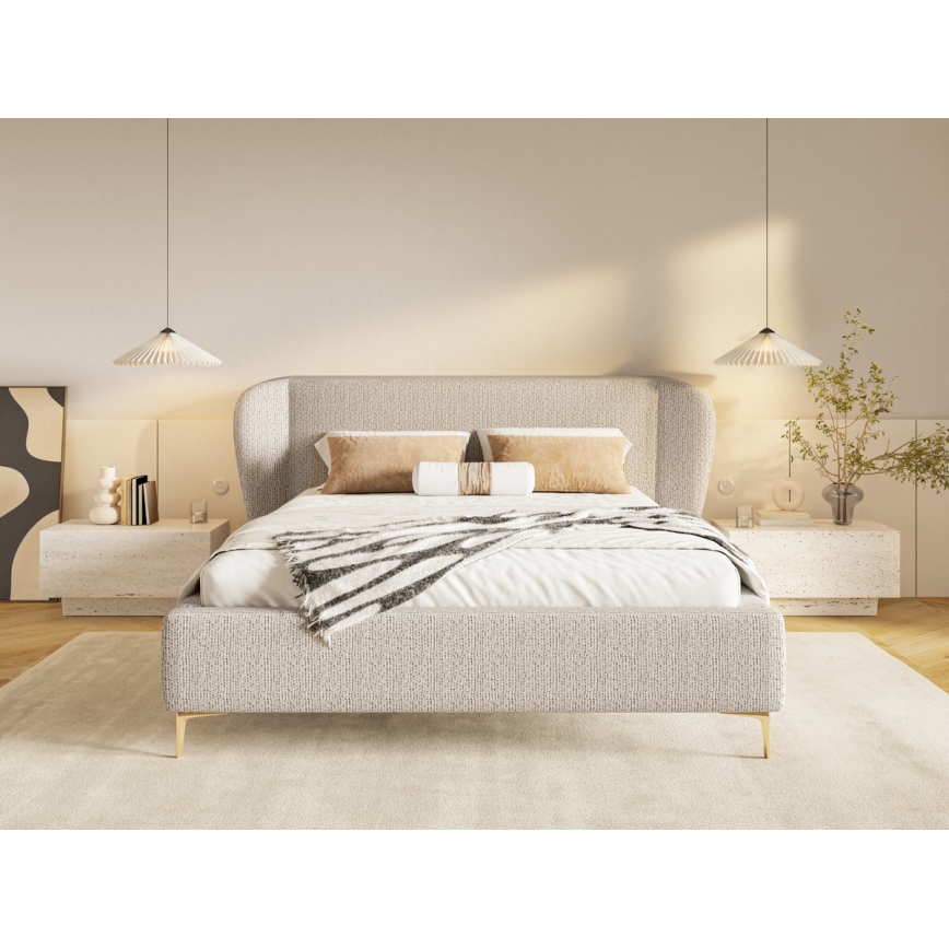 Polsterdatud voodi ilma madratsita DALIA 160x200 cm beež