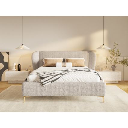Polsterdatud voodi ilma madratsita DALIA 180x200 cm beež