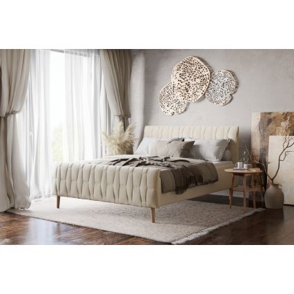 Polsterdatud voodi ilma madratsita FLORA 180x200 cm beež