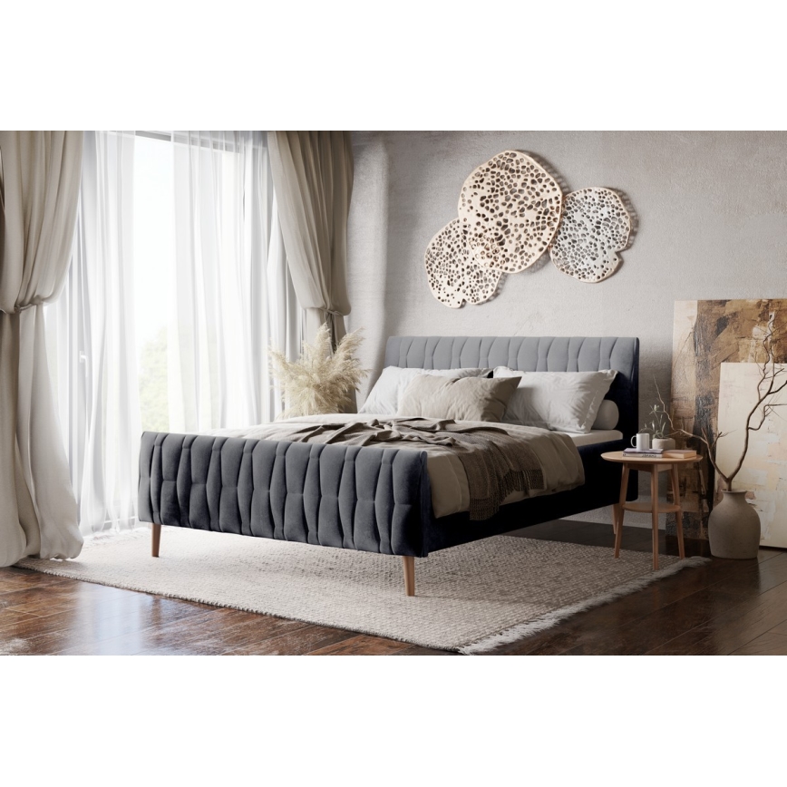 Polsterdatud voodi ilma madratsita FLORA 180x200 cm hall