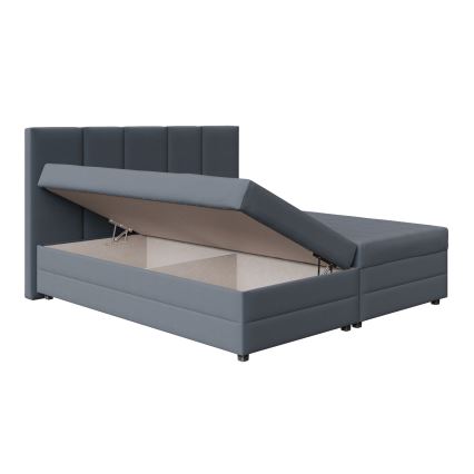 Polsterdatud voodi ISABEL 160x200, vedrumadratsiga ja panipaigaga, hall