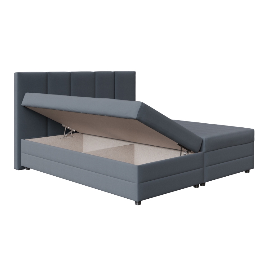 Polsterdatud voodi ISABEL 160x200, vedrumadratsiga ja panipaigaga, hall