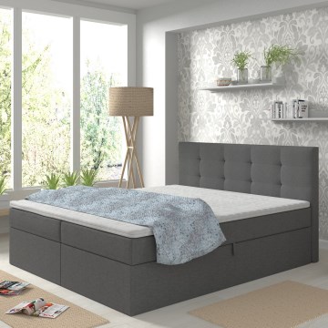 Polsterdatud voodi koos madratsi ja kattemadratsi ning hoiuruumiga EMBER 160x200 cm antratsiit