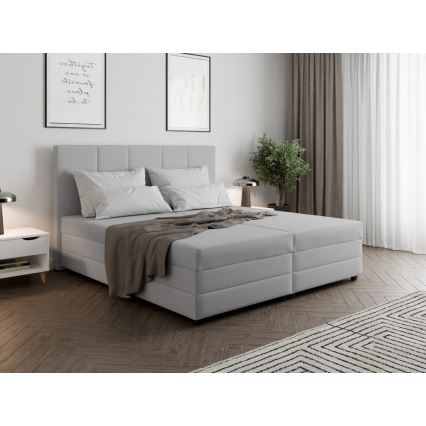 Polsterdatud voodi koos vedrumadratsi ja hoiuruumiga ISABEL 200x160 helehall
