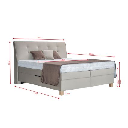 Polsterdatud voodi madratsiga BEA 160x200 cm beež