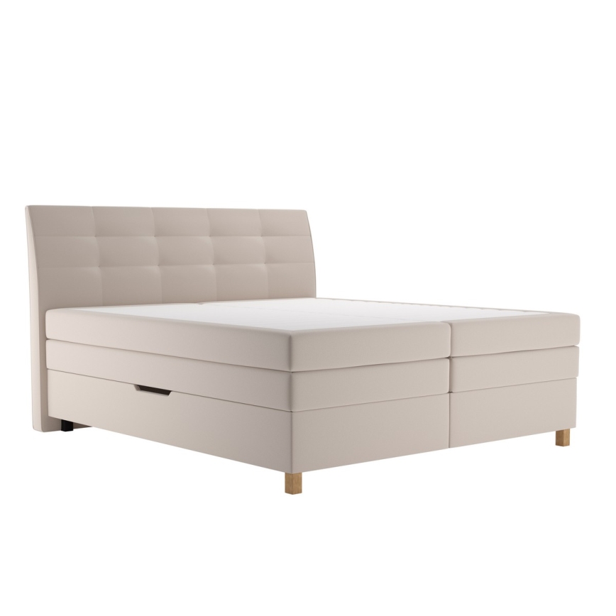 Polsterdatud voodi madratsiga BEA 180x200 cm beež