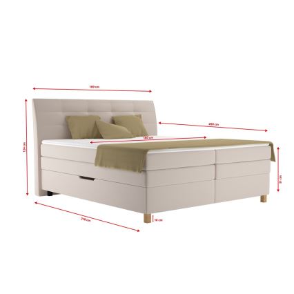 Polsterdatud voodi madratsiga BEA 180x200 cm beež
