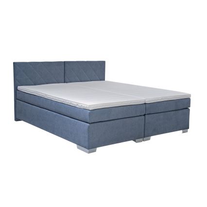 Polsterdatud voodi madratsiga IDA 90x200 cm sinine